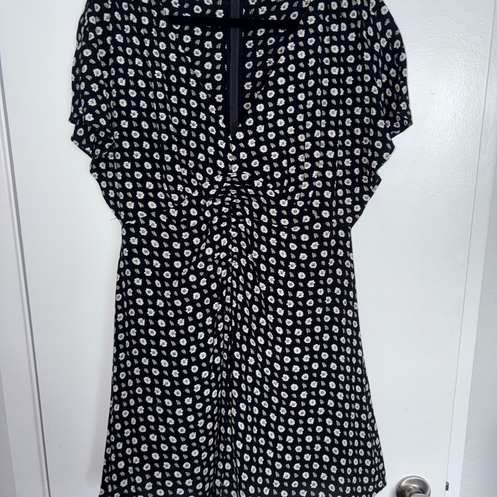 Madewell Black and Cream Textured Top